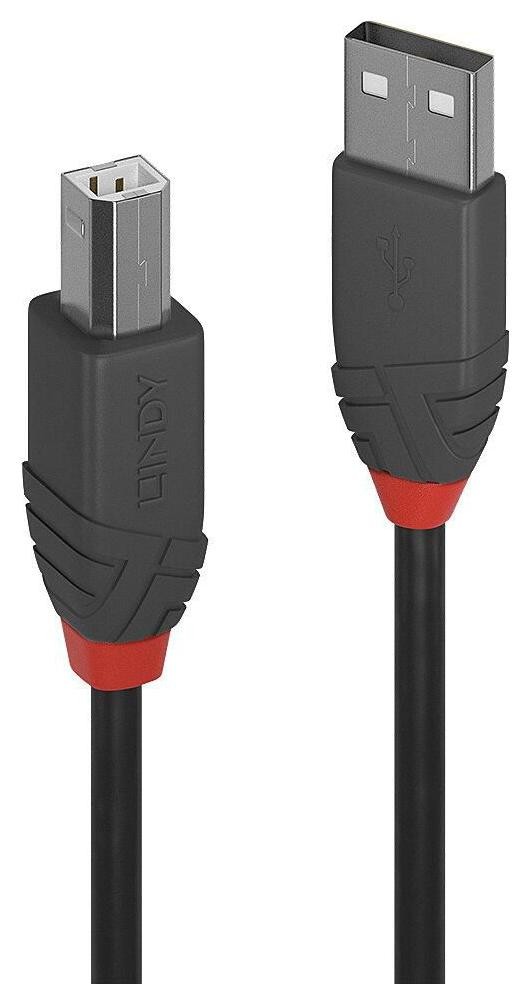 Lindy Kabel drukarkowy USB 2.0 A/M - B/M, Anthra Line 0.2m Czarny
