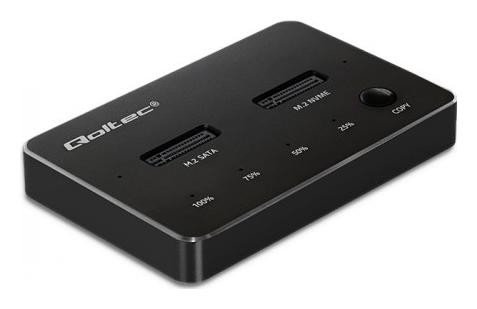 Obudowa do dysków twardych Qoltec SSD M.2 | NVMe| SATA | USB-C | DUAL 2 x 2TB