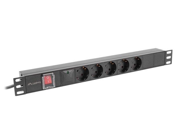 Lanberg listwa zasilająca rack PDU 19'' 1U 10A 5x Schuko 2m czarna C14