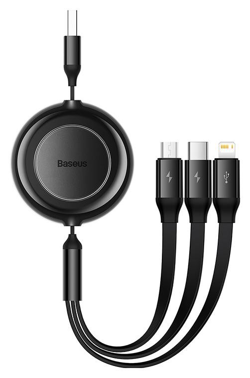 Baseus Bright Mirror 2 USB 3w1, micro USB / Lightning / USB-C, płaski, 3.5A, 1.1m (czarny)