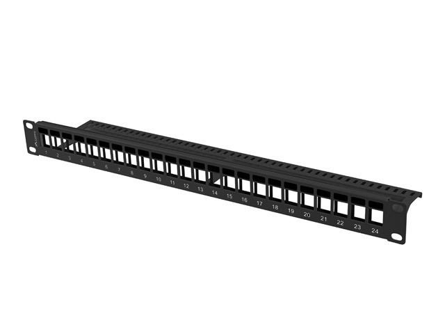 Patch panel Lanberg Patch Panel pusty 24 port 1U 19'' do modułów Keystone czarny