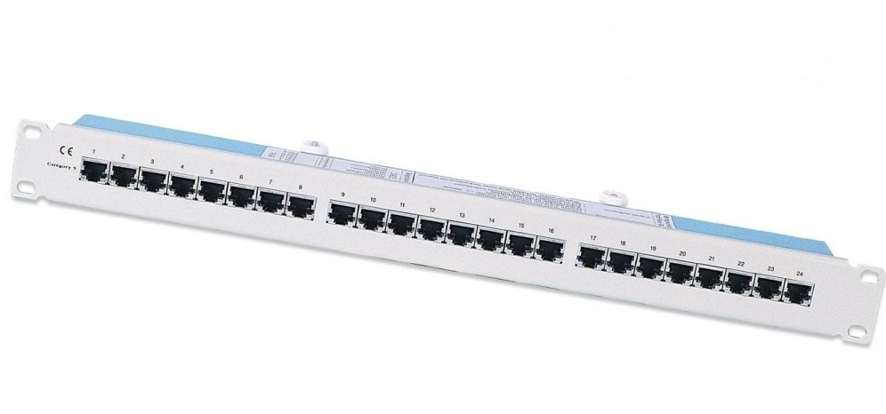 Patch panel Intellinet 503754 Patch panel 1U, Cat5e STP, 24 porty RJ45, szary