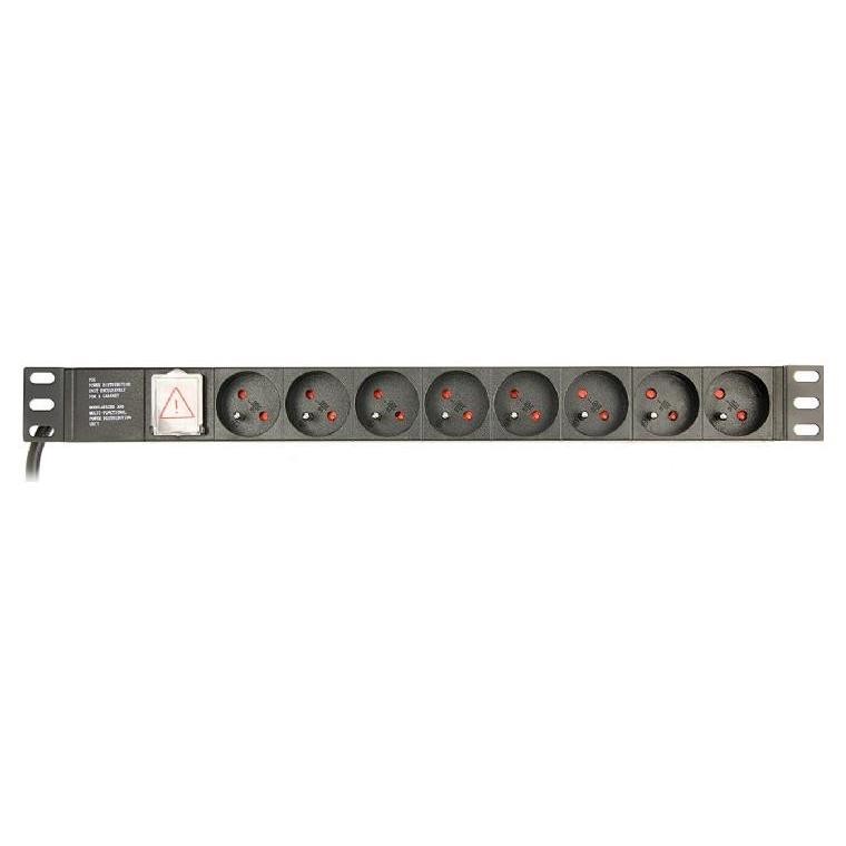 Gembird Listwa zasilająca rack (PDU), 8 gniazd FR, 1U, 16A, wtyk Schuko 3m