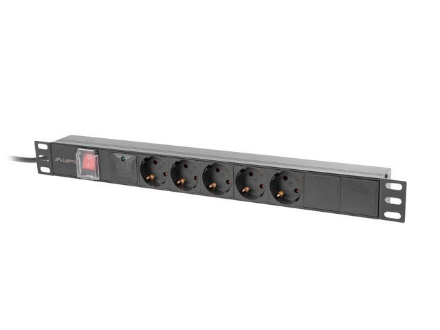 Lanberg listwa zasilająca rack PDU 19'' 1U 16A 5x Schuko 2m czarna