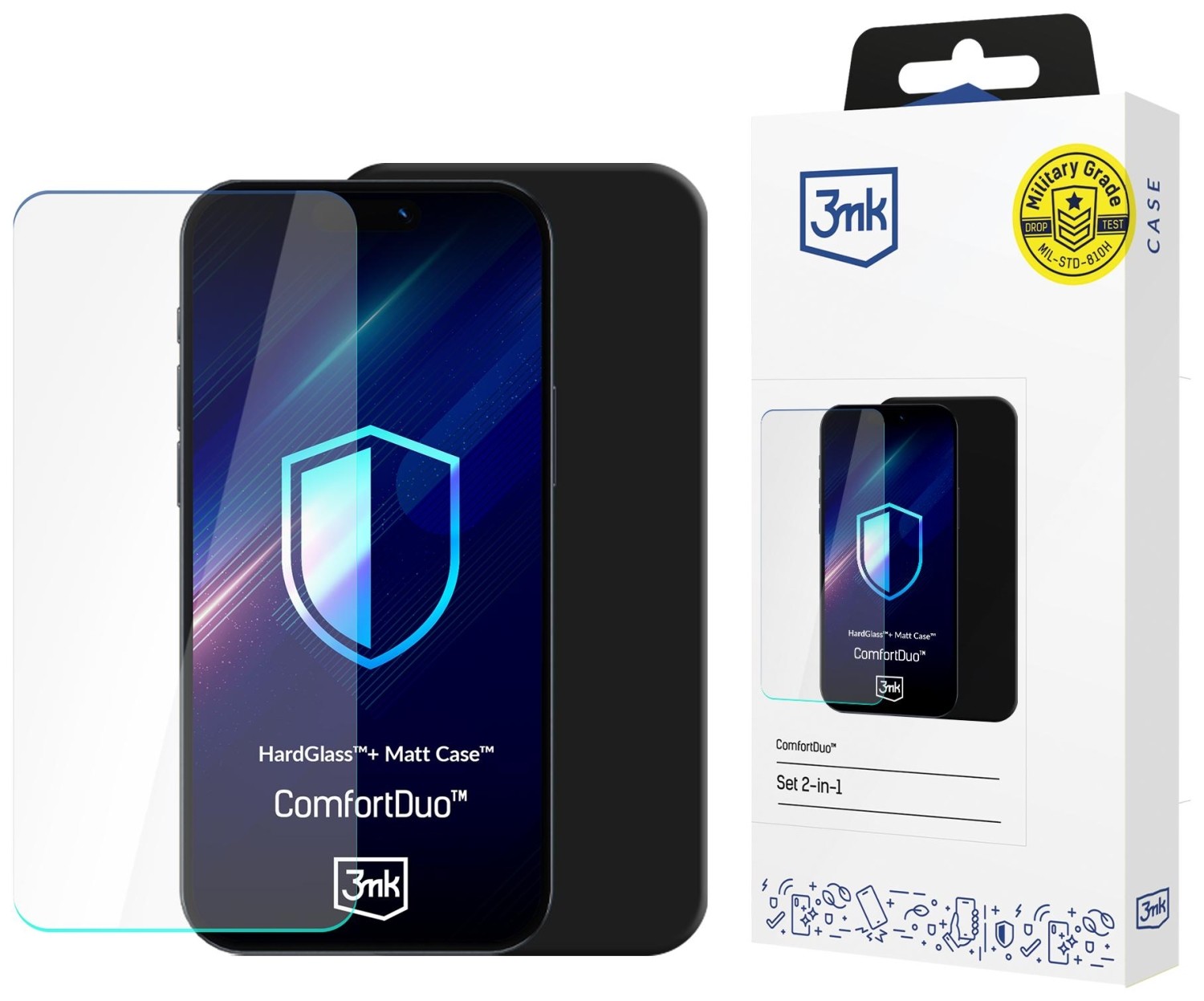 Plecki + szkło 3mk ComfortDuo Matt Black do Xiaomi Redmi Note 14 5G