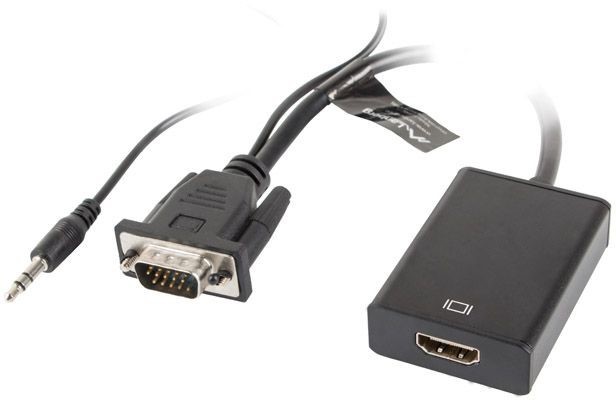 Lanberg adapter VGA + minijack - HDMI M/F 20cm czarny