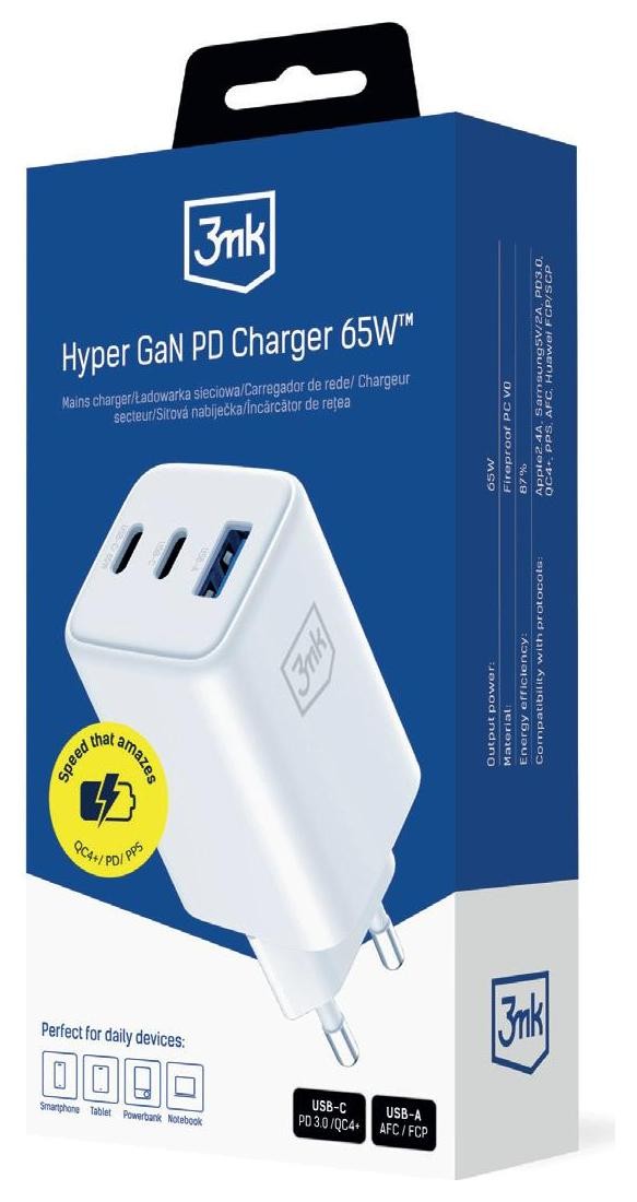 3mk Hyper GaN Charger 65W QC4+ biała