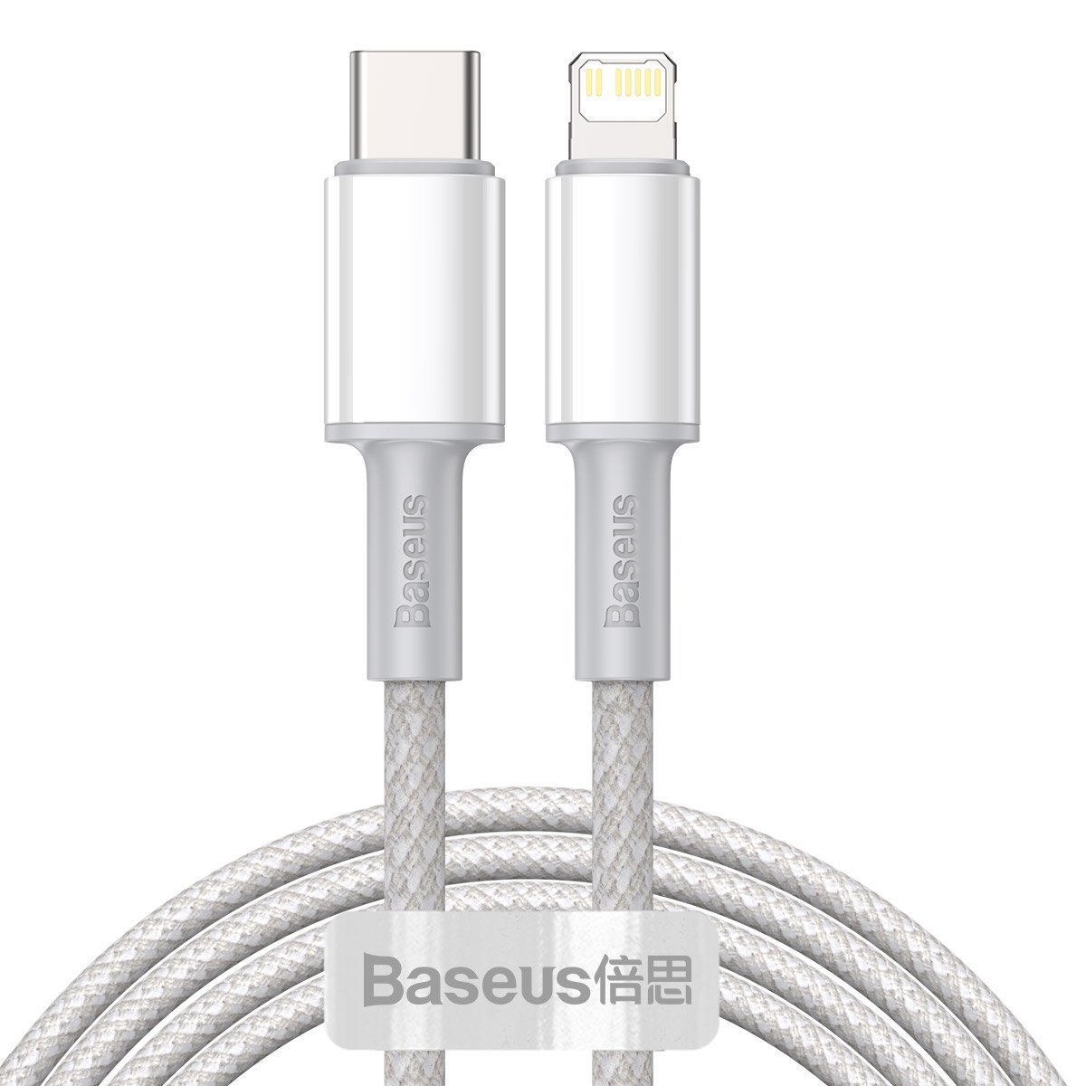 Baseus High Density Braided USB-C do Lightning, 20W, 5A, PD, 1m (biały)