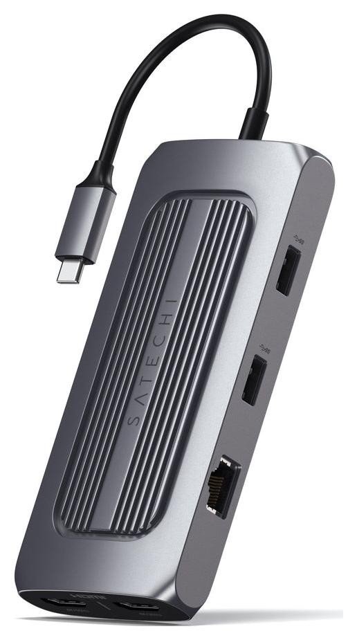 Satechi Multiport Adapter USB-C (2x USB-C, 2x USB-A, 2x 4K HDMI, czytnik kart micro/SD, Ethernet) (gwiezdna szarość)