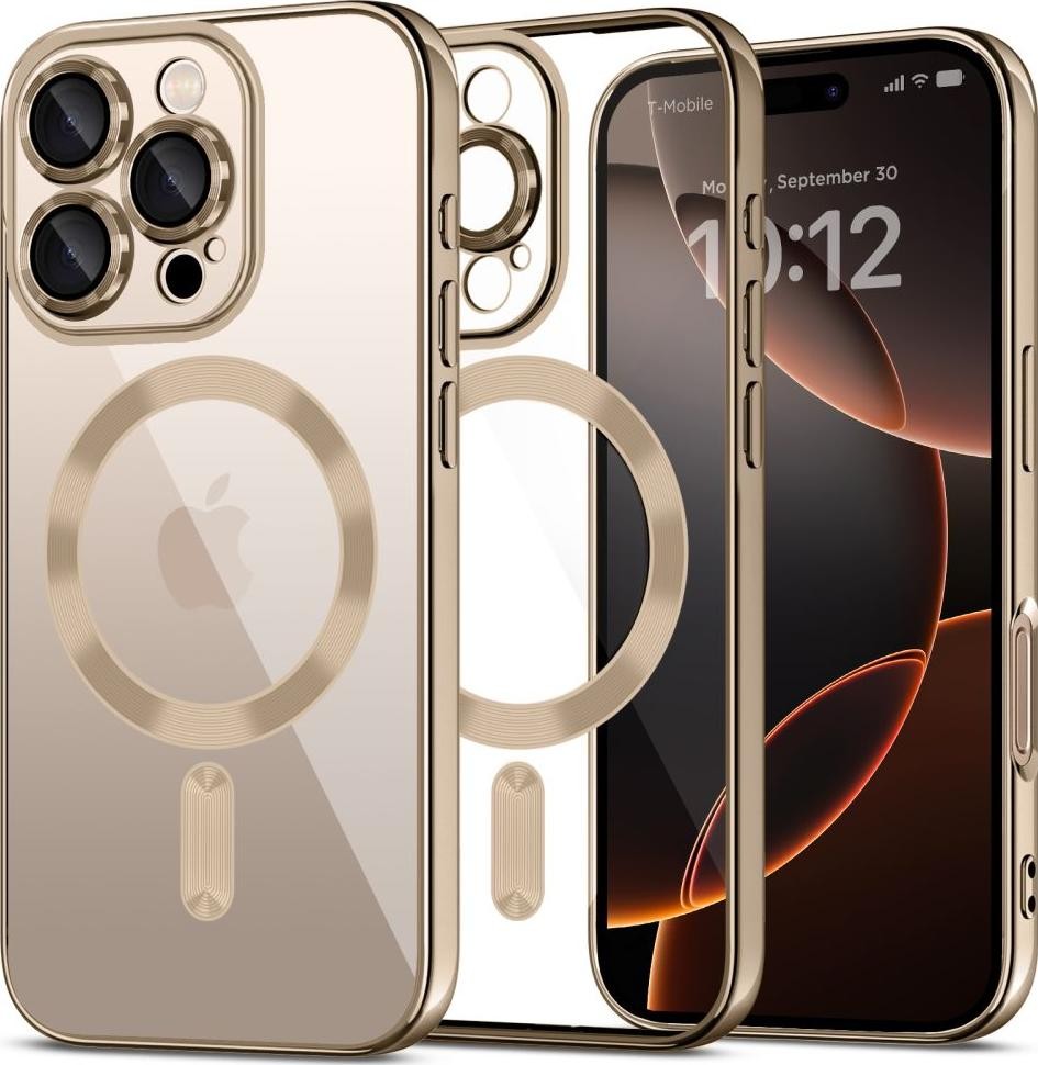 Etui typu plecki Tech-Protect MagEdge MagSafe iPhone 16 Pro Max przezroczysty złoty