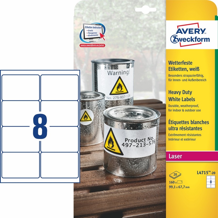 Folia poliestrowa Avery Zweckform Heavy Duty 99,1 x 67,7 mm