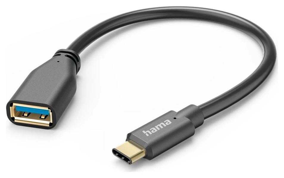 Hama OTG, USB 3.0 A, USB-C, 15CM, czarny