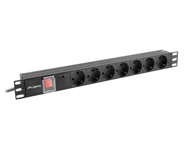 Lanberg listwa zasilająca rack PDU 19'' 1U 10A 7x Schuko 2m czarna C14