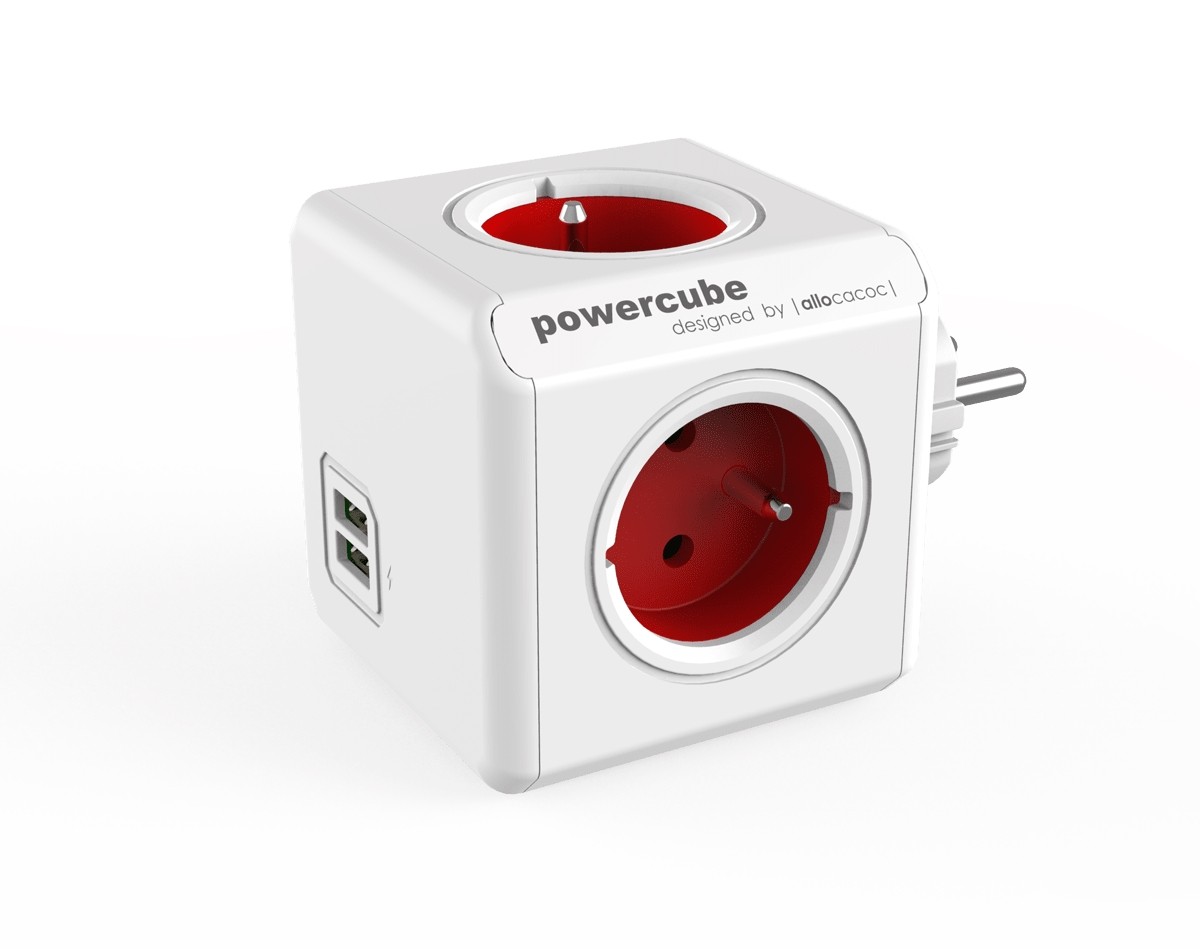 PowerCube Original 4 gniazda 2x USB czerwony