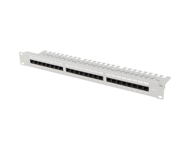 Patch panel Lanberg Patch Panel 24 port 1U 19'' kat.6 UTP szary z organizerem kablowym