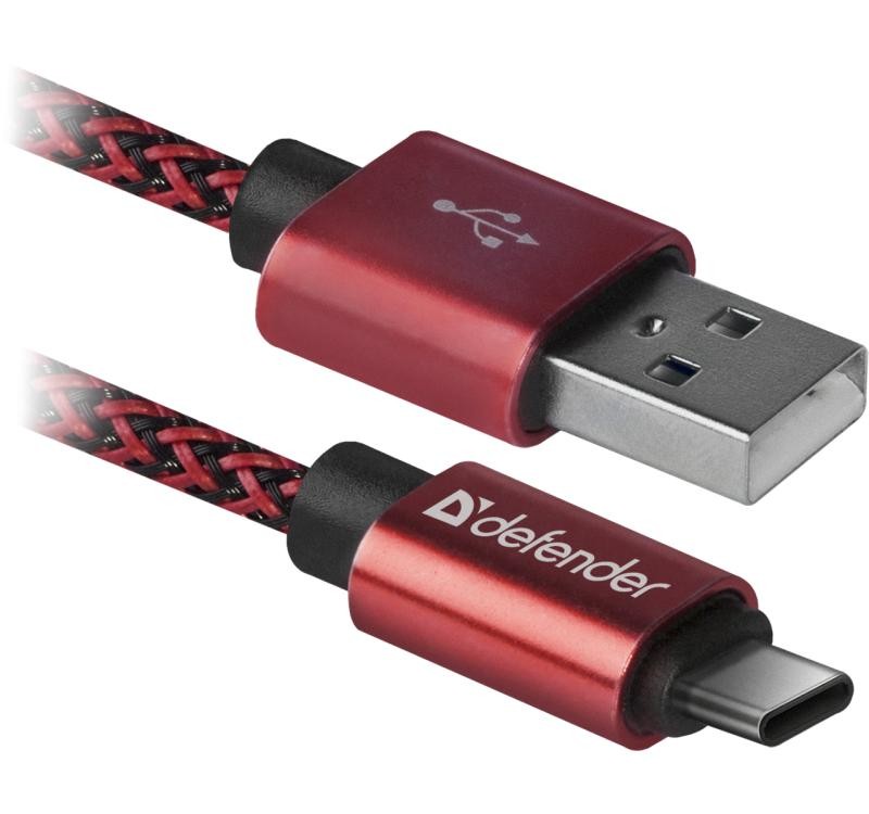 Defender USB AM-TYPE C 1,0m 2.1A Czerwony