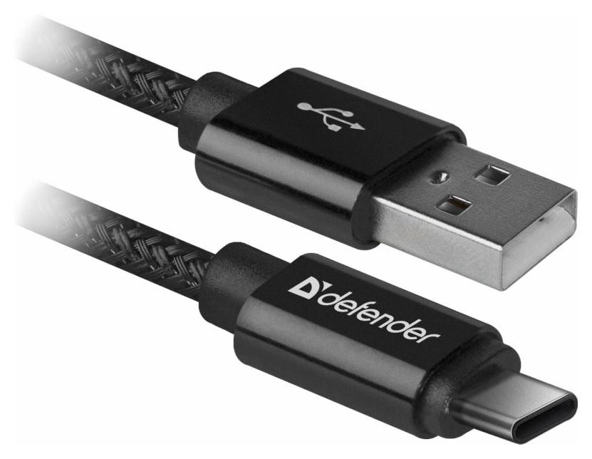 Defender USB AM-TYPE C 1,0m 2.1A Czarny