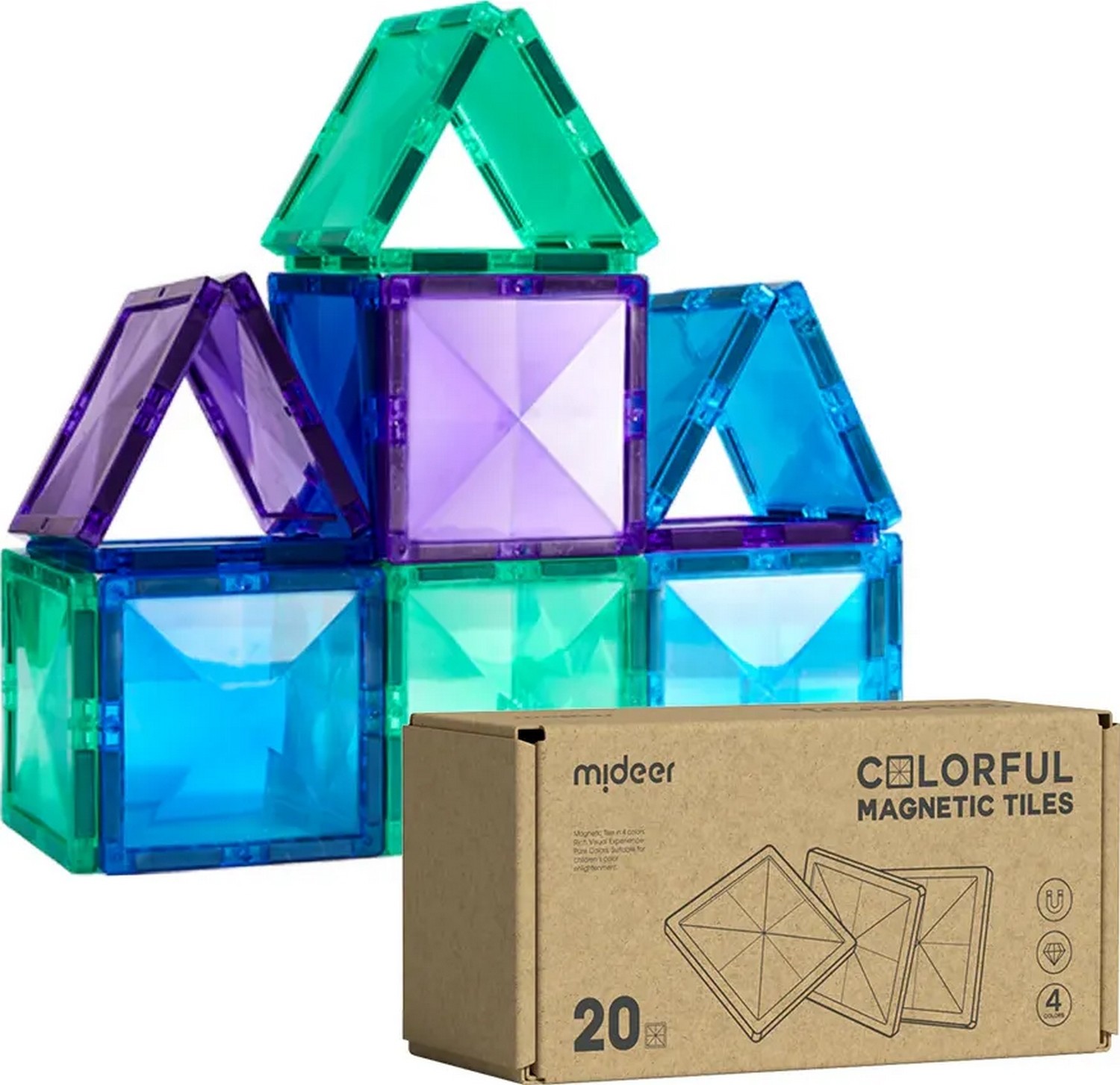 Klocki konstrukcyjne,magnetyczne Mideer Magnetyczne 20el. MD6397