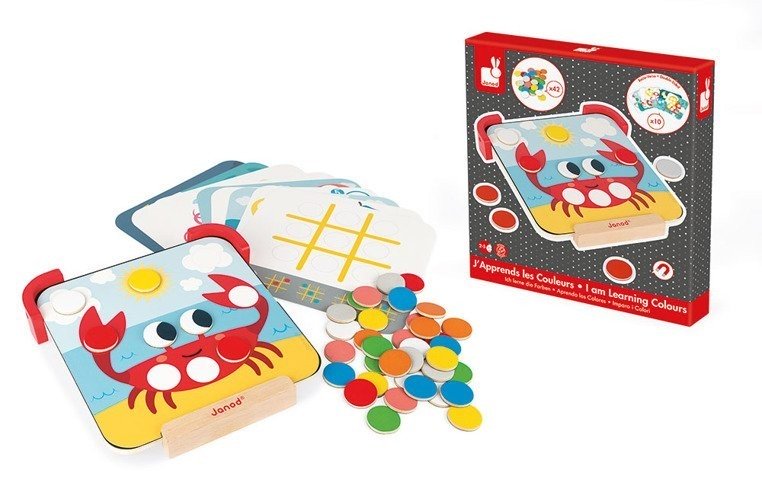 Zabawka edukacyjna,zabawki magnetyczne Janod Układanka drewniana magnetyczna Uczę się kolorów
