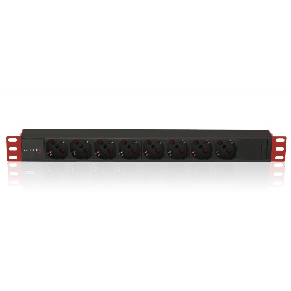 Techly 107746 Listwa zasilająca PDU Rack 19'' 1U, 8x Schuko, 250V/16A, kabel C14 2m pod UPS