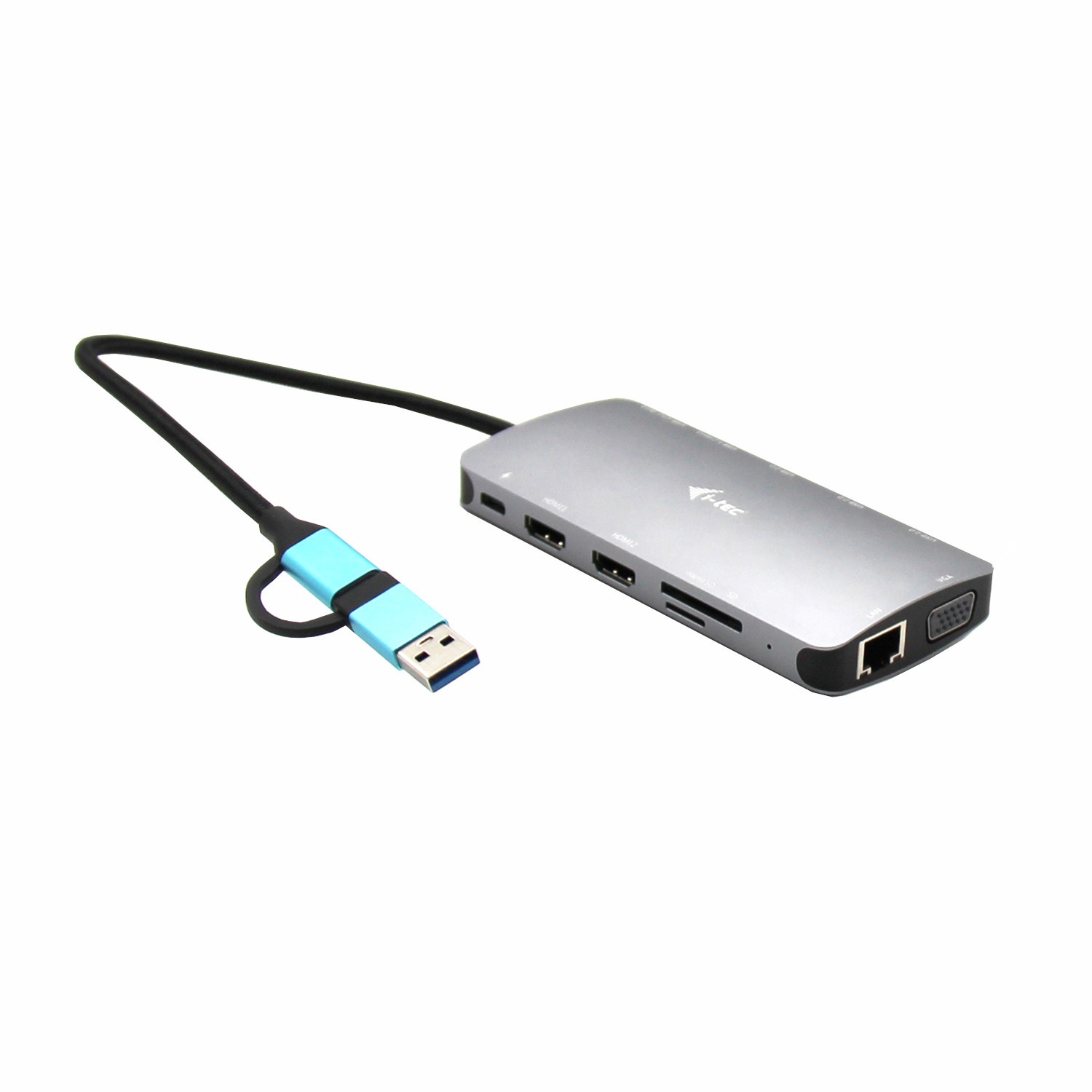 i-tec USB 3.0 / USB-C / Thunderbolt 3x Display Metal Nano Docking Station 2xHDMI 1x VGA LAN Czytnik kart 5x USB+ Power Delivery 100W - Stacja dokująca