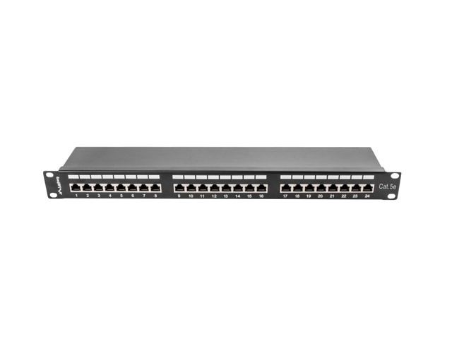 Patch panel Lanberg Patch Panel 24 port 1U 19'' kat.5E FTP ekranowany czarny