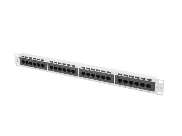 Patch panel Lanberg Patch Panel 24 port 1U 19'' kat.5E UTP szary
