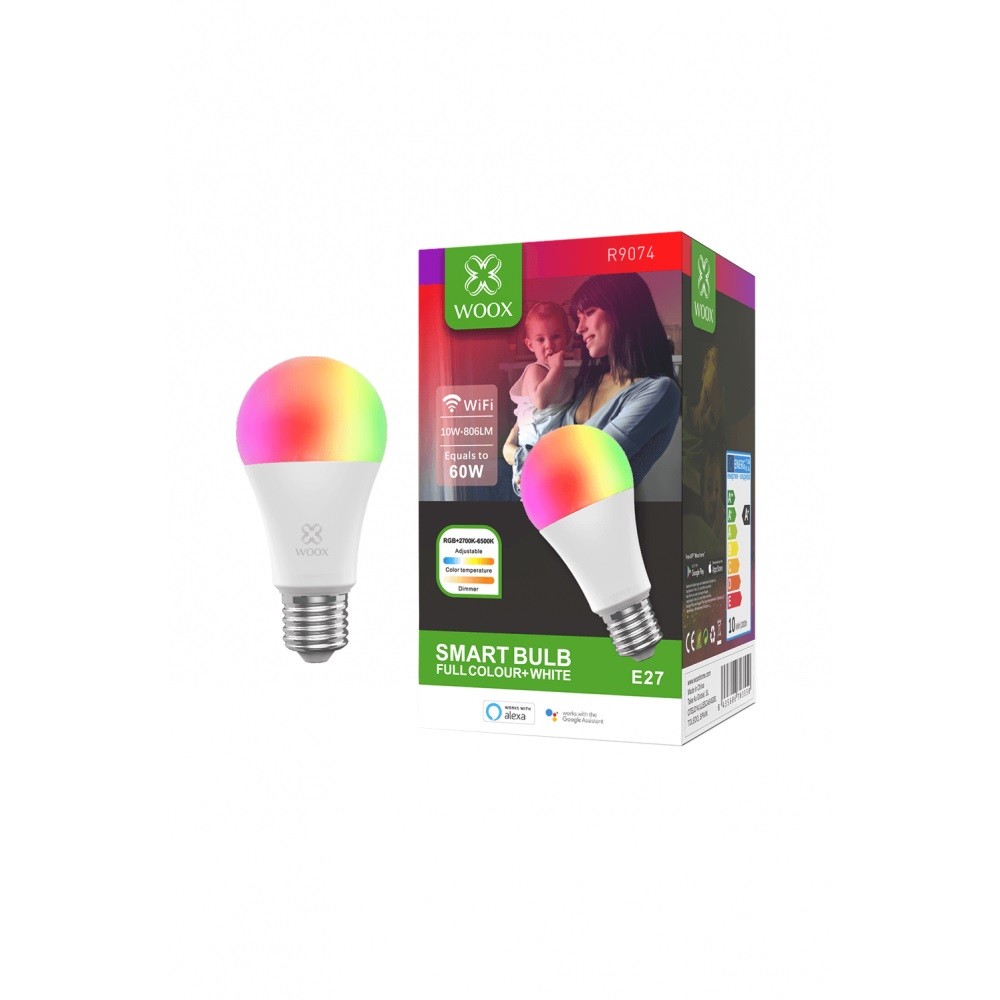 WOOX R9074 Inteligentna smart żarówka WiFi LED RGB CCT 10W E27