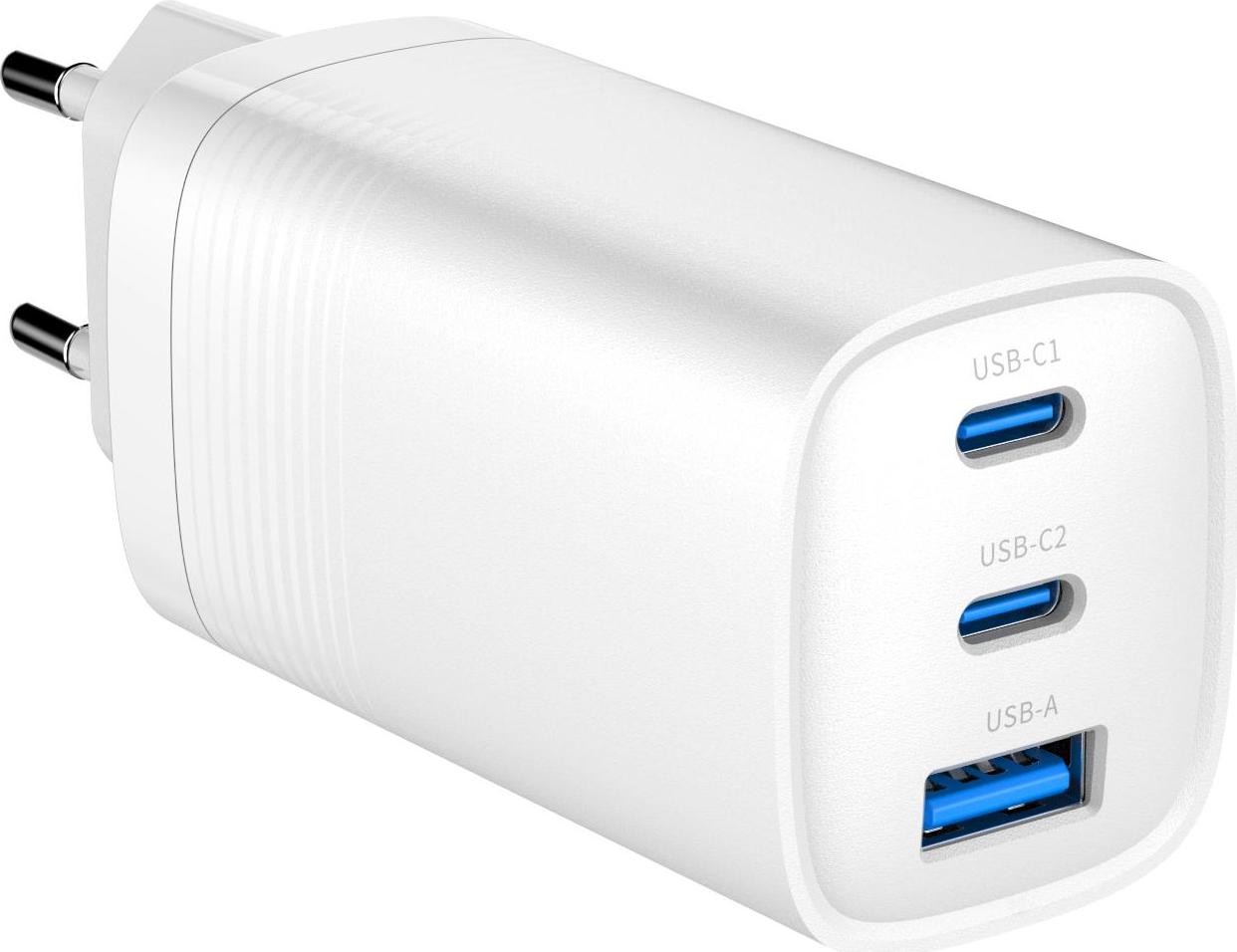 Gembird GaN USB QC3.0 27W 2xType-C max 65W biała