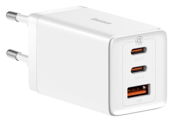 Baseus GaN5 Pro 2xUSB-C + USB, 65W (biała)