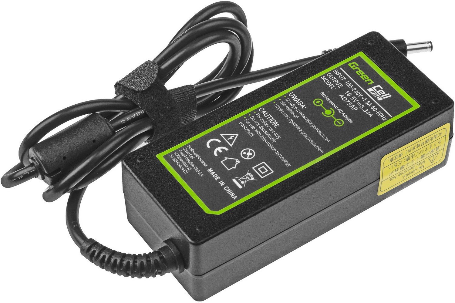 Zamiennik Green Cell PRO do Dell 65W 19.5V (wtyk 4.5x3.0 z pinem)