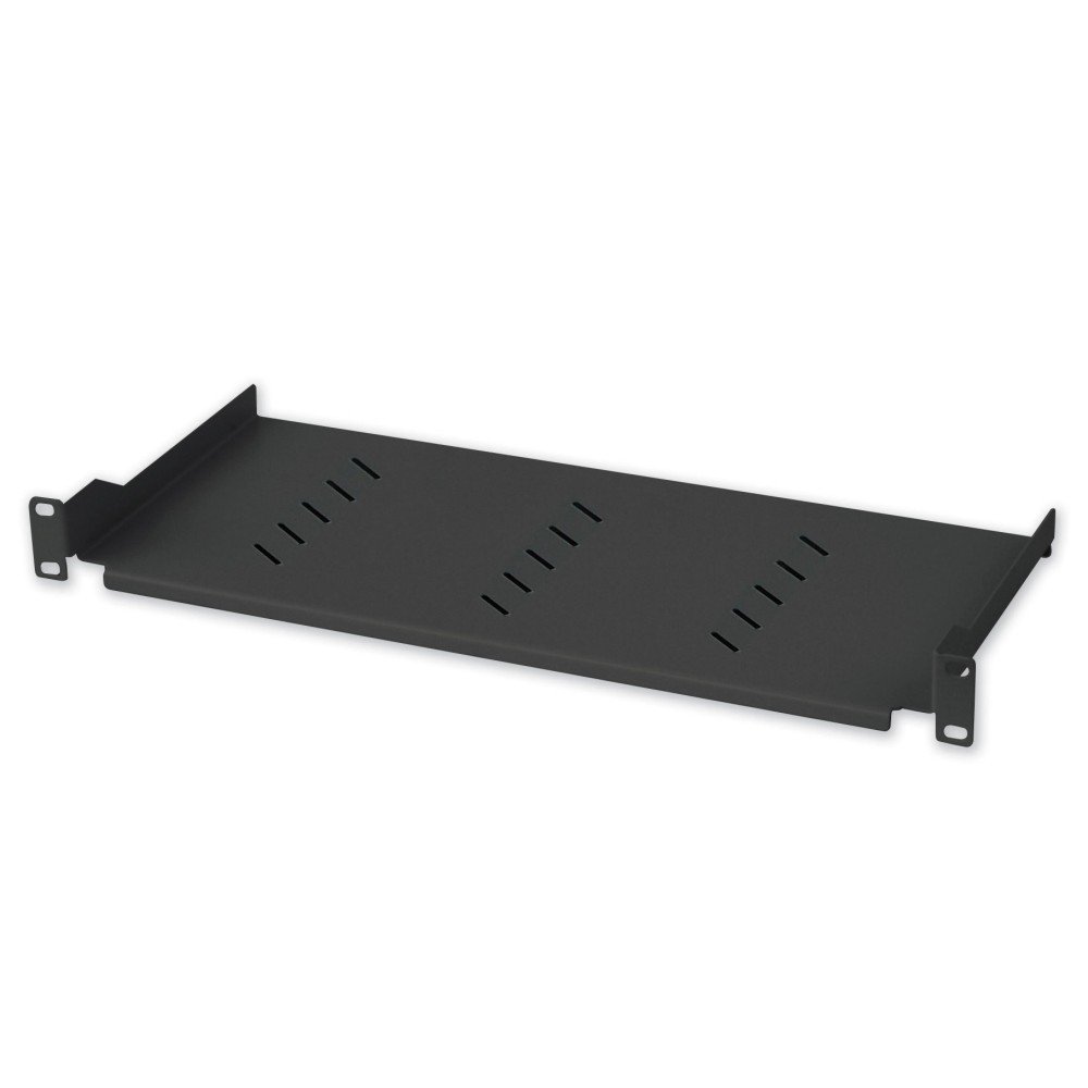Półka Techly 360882 Półka 1U 150mm rack 19, 2 punkty mocowania, perforowana, czarna