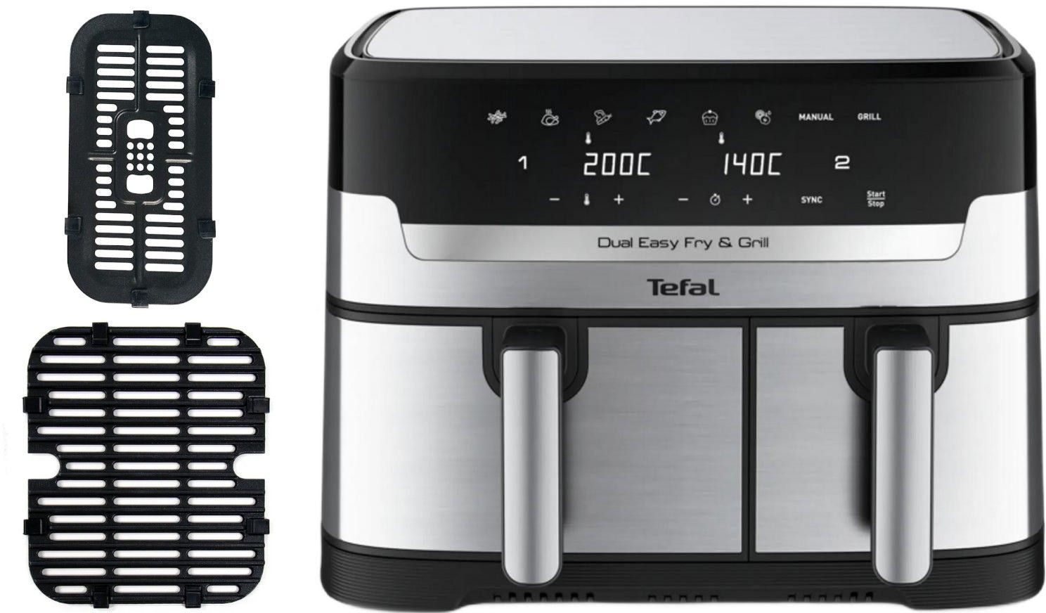 Beztłuszczowa Tefal Dual Easy Fry & Grill EY905D10 srebrny