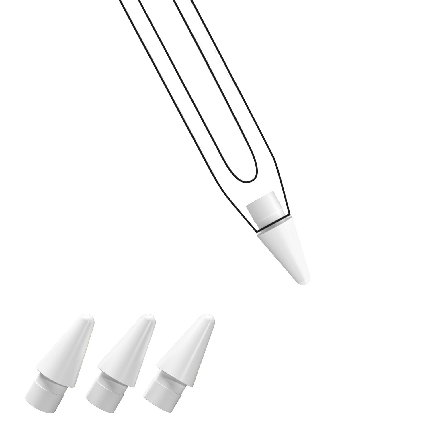 doodroo Apple Pencil Plastik Tip - 3 szt.