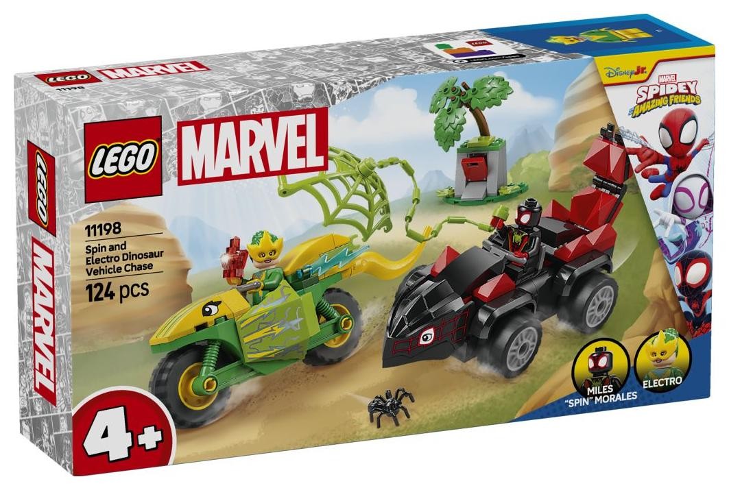 Klocki konstrukcyjne LEGO Spidey 11198 Pościg Spina za Electro w dinopojeździe