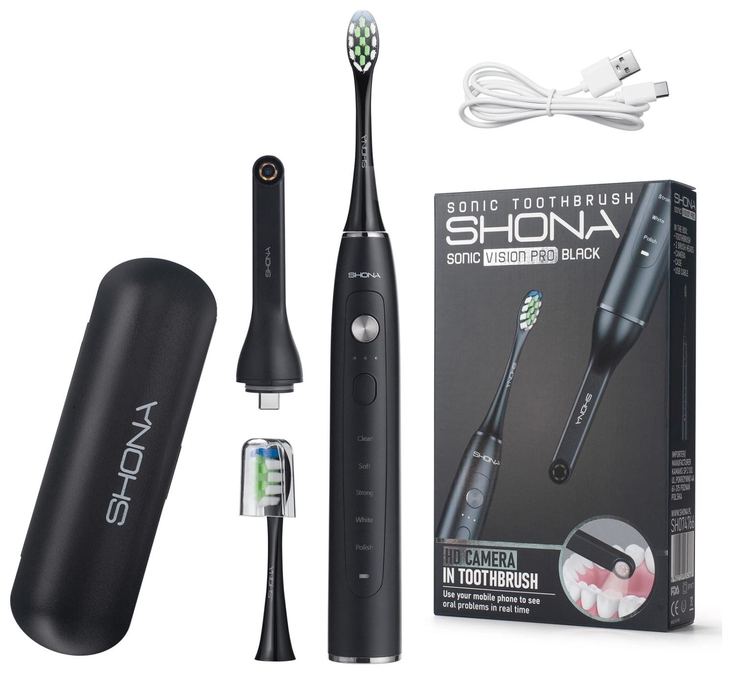 Szczoteczka soniczna Shona Sonic Vision Pro + kamera Wi-Fi czarny