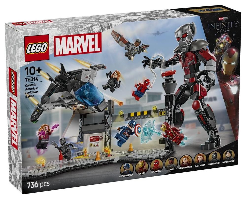 Klocki konstrukcyjne LEGO Marvel 76314 Kapitan Ameryka: Wojna bohaterów — bitwa