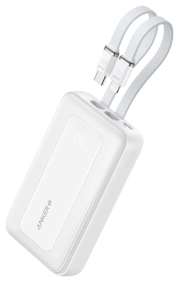 Anker Zolo 10000 mAh 30W z wbudowanymi kablami USB-C+Lightning biały