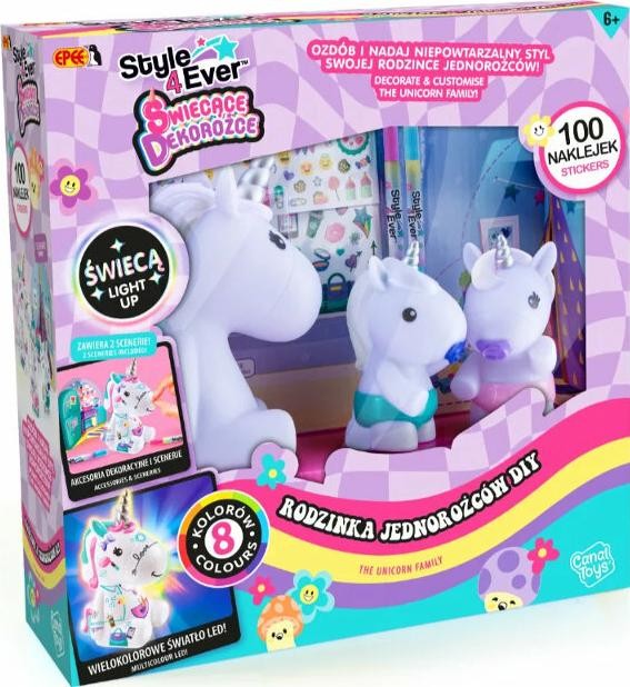 Zestaw artystyczny Epee Świecące Dekorożce Rodzinka Jednorożców DIY