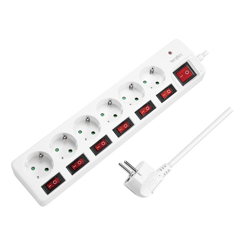 LogiLink 6 gniazd 1.5m biała