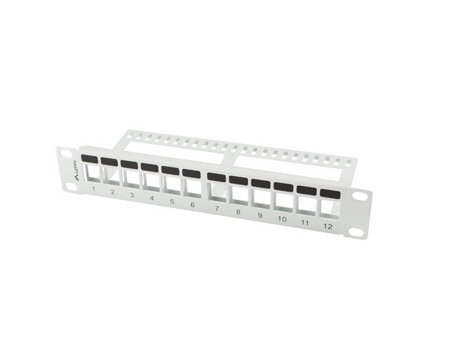 Patch panel Lanberg Patch Panel pusty 12 port 1U 10'' z organizerem do modułów Keystone szary