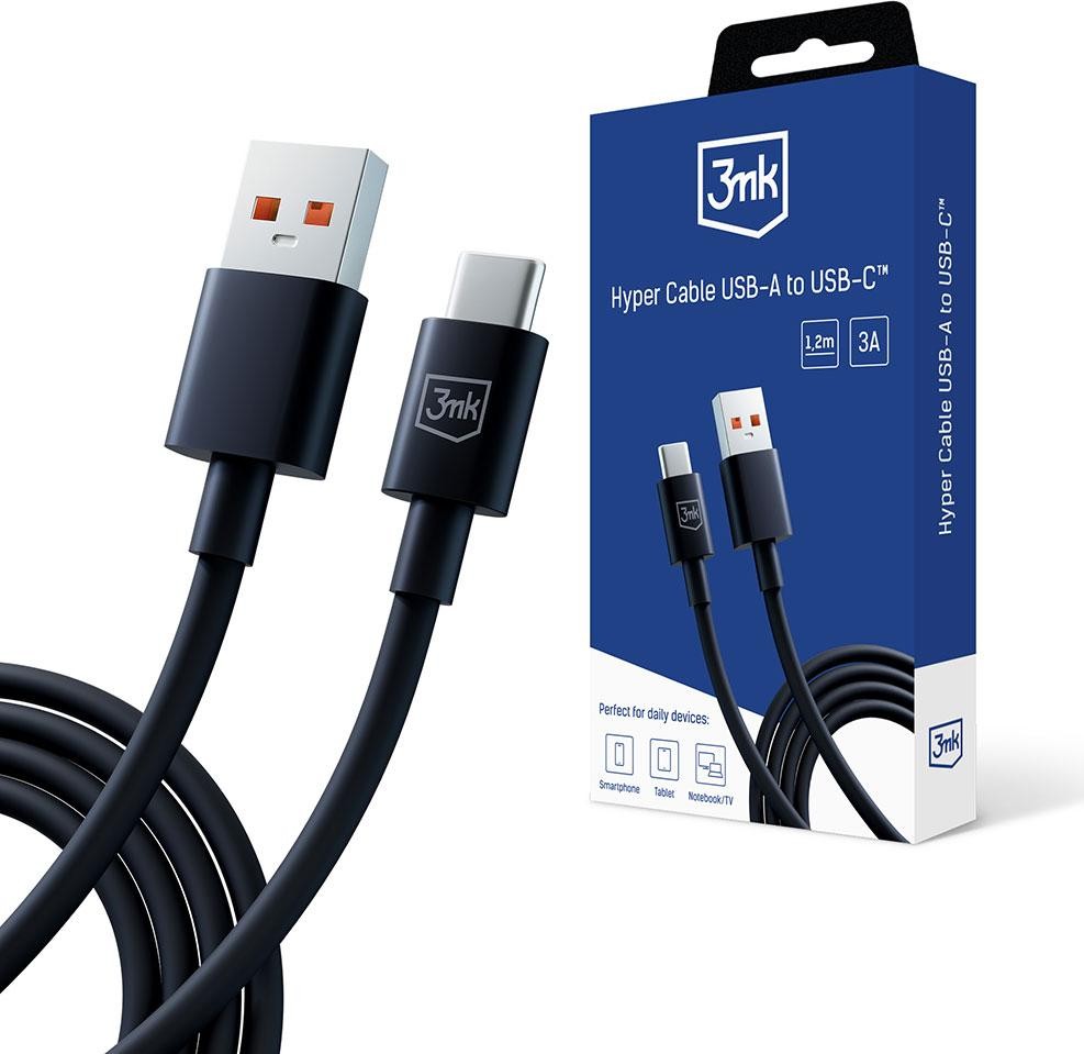 3mk Hyper USB-A - C 1.2m 5A czarna
