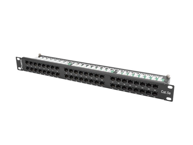 Patch panel Lanberg Patch Panel 48 port 1U 19'' kat.5E UTP czarny