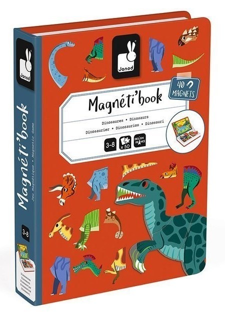 Zabawka edukacyjna,zabawki magnetyczne Janod Magnetibook Dinozaury