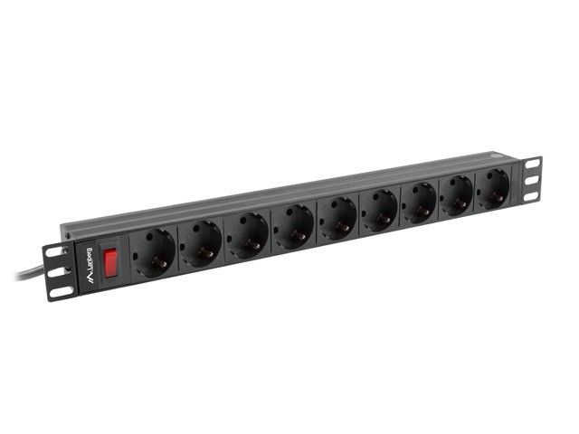 Lanberg listwa zasilająca rack PDU 19'' 1U 16A 9x Schuko 3m czarna