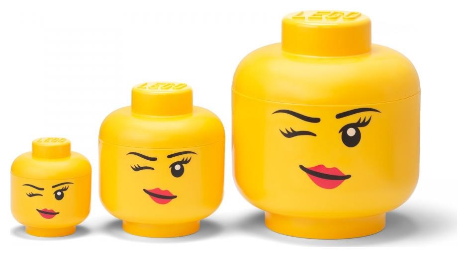 Pudełko na klocki Lego Głowa Dziewczynka Oczko Duża, mała, mini zestaw 3szt. 43340802