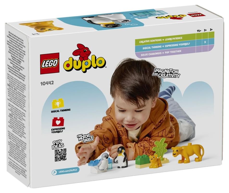 Klocki konstrukcyjne LEGO Duplo Town 10442 Rodziny dzikich zwierząt: pingwiny i lwy