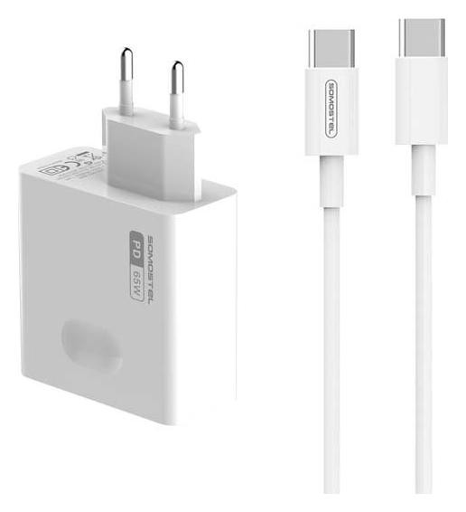 Somostel 65W GAN + kabel Typ-C do Typ-C biała