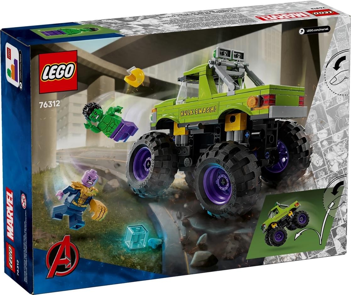 Klocki konstrukcyjne LEGO Marvel 76312 Monster truck Hulka kontra Thanos