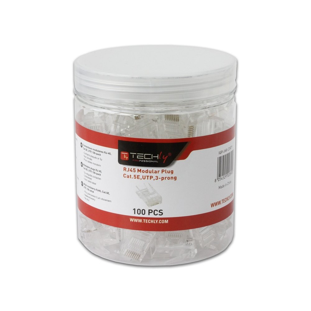 Techly 028900 Wtyk modularny RJ45 Cat5e UTP na drut, 100 sztuk
